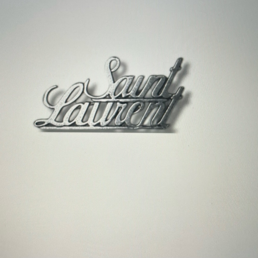 Saint Laurent Silver Script Logo Brooch